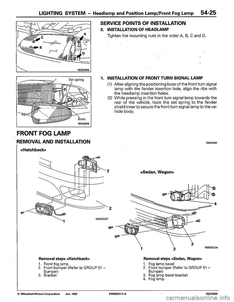 MITSUBISHI COLT 1992  Workshop Manual 