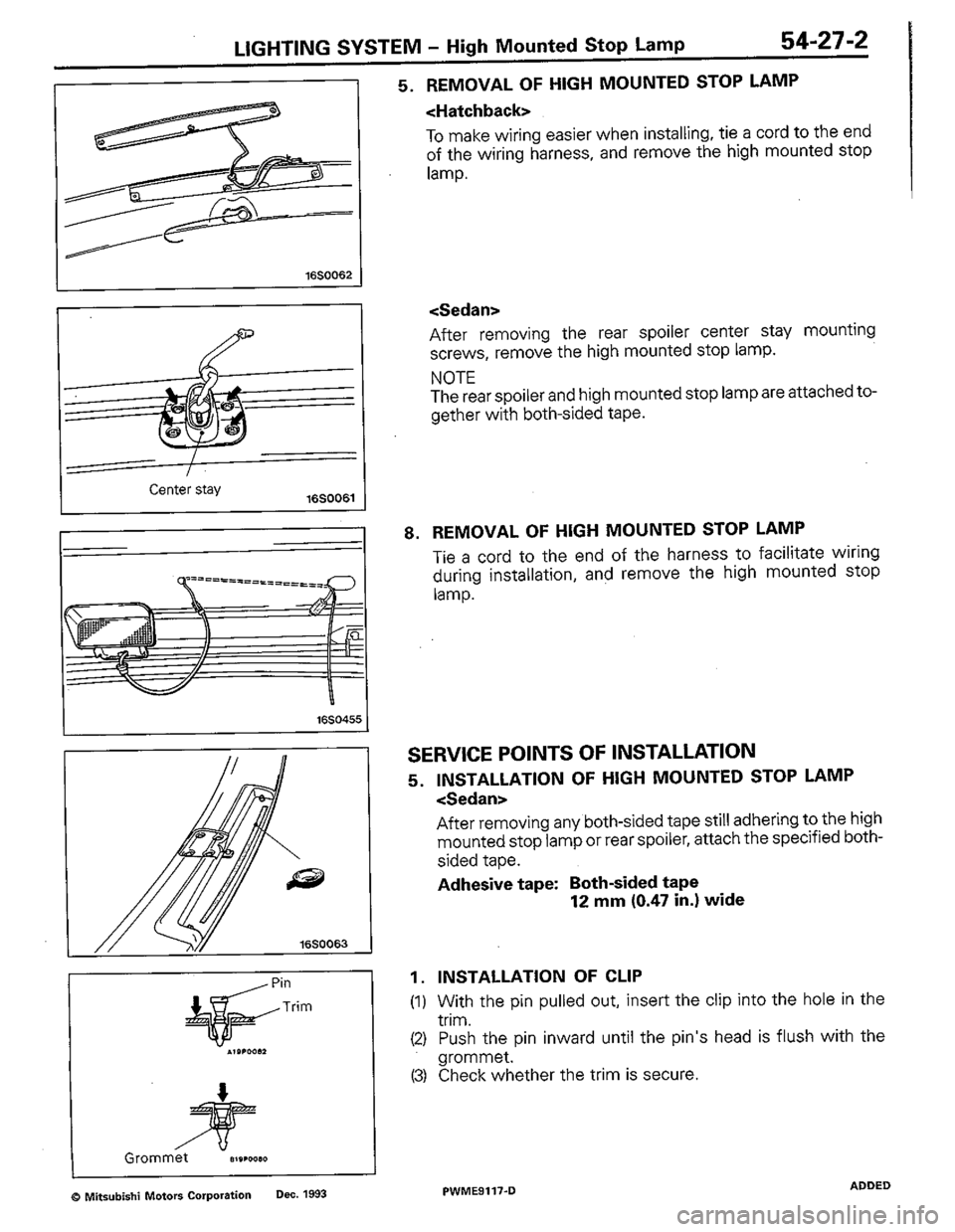 MITSUBISHI COLT 1992  Workshop Manual 