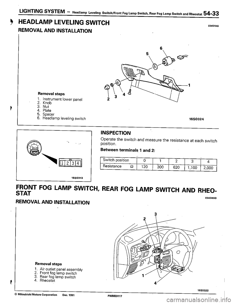 MITSUBISHI COLT 1992  Workshop Manual 