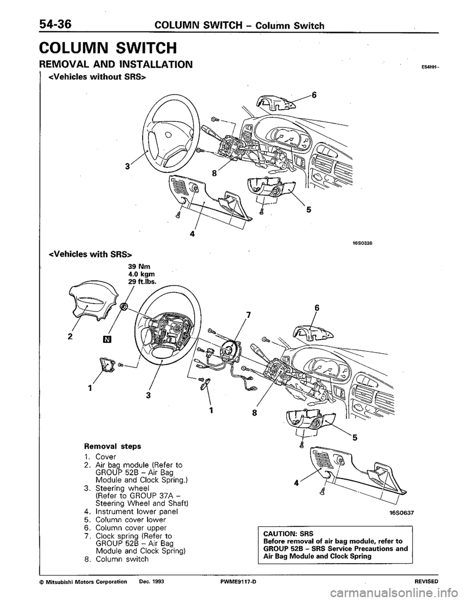 MITSUBISHI COLT 1992  Workshop Manual 