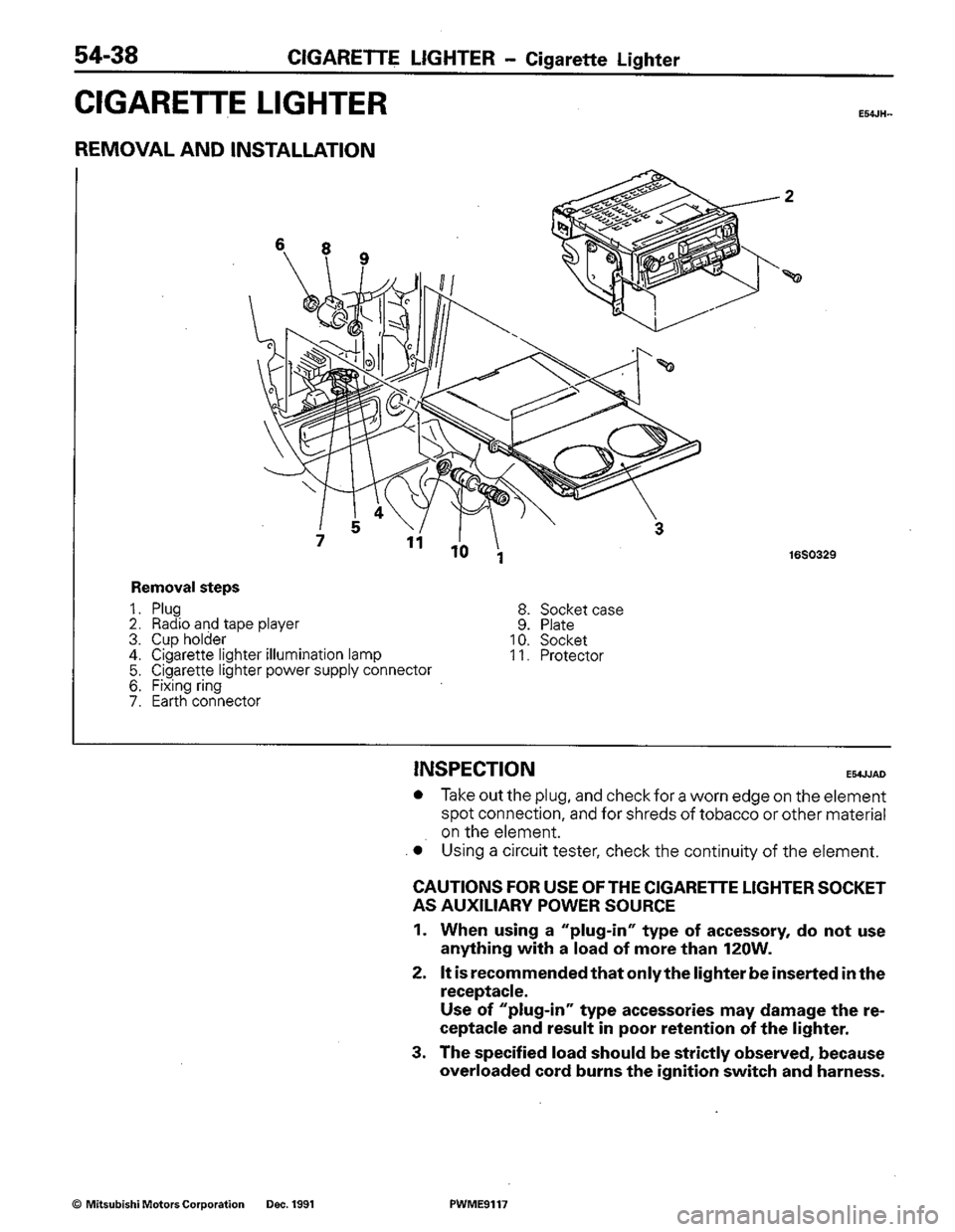 MITSUBISHI COLT 1992  Workshop Manual 