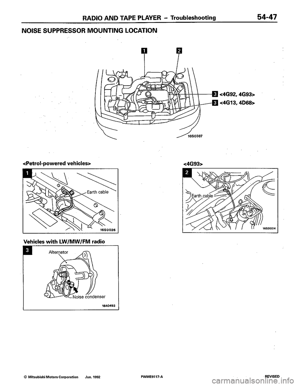 MITSUBISHI COLT 1992  Workshop Manual 