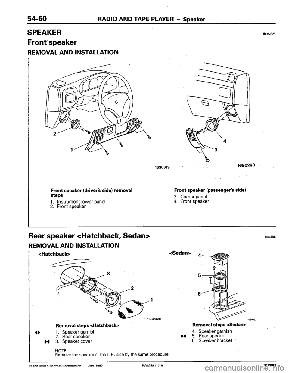MITSUBISHI COLT 1992  Workshop Manual 