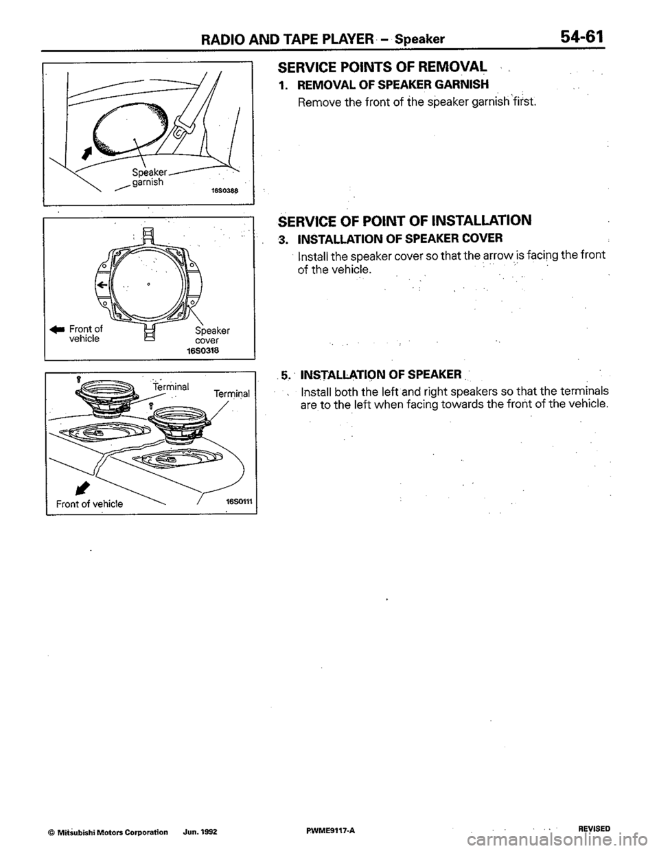 MITSUBISHI COLT 1992  Workshop Manual 