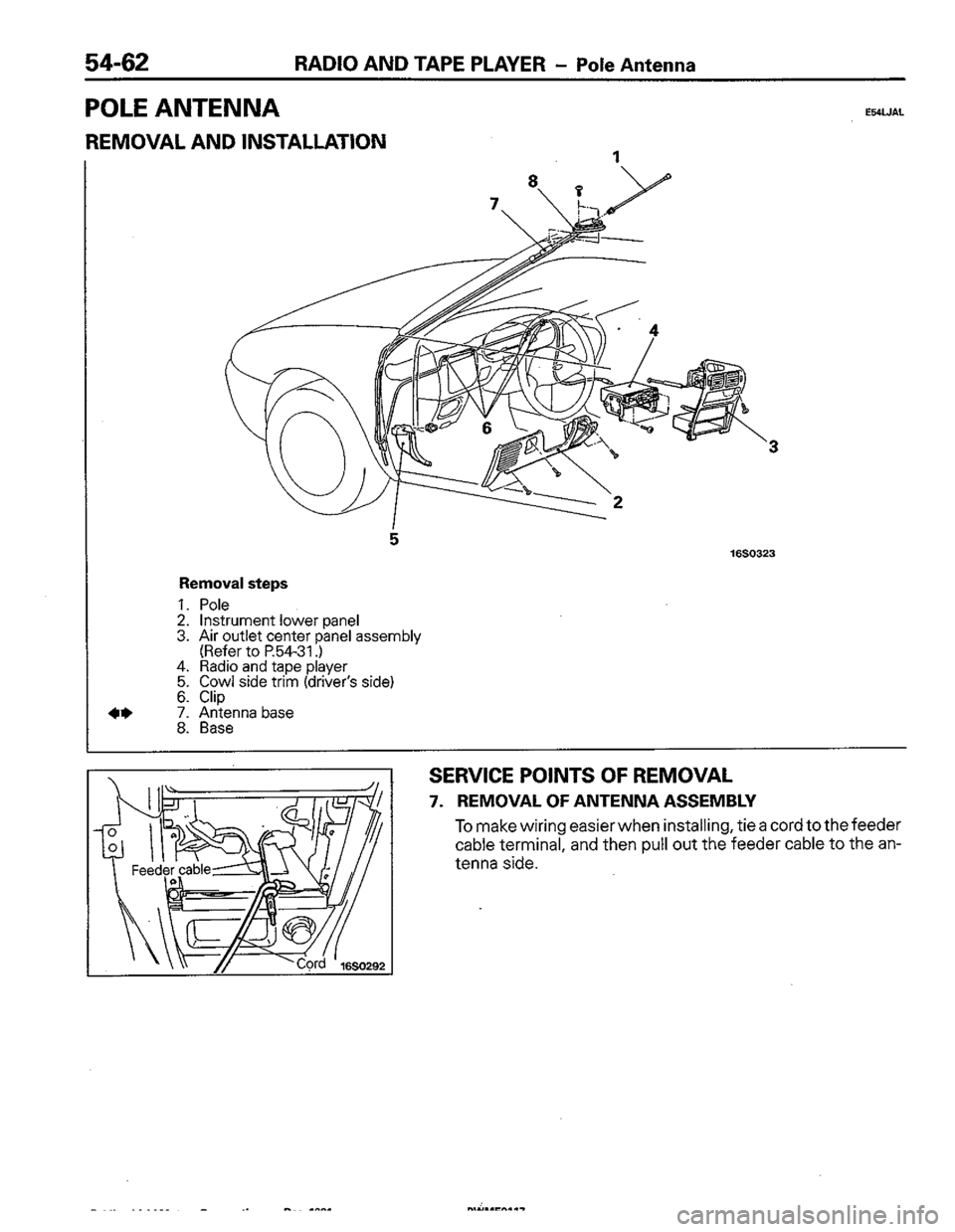 MITSUBISHI COLT 1992  Workshop Manual 