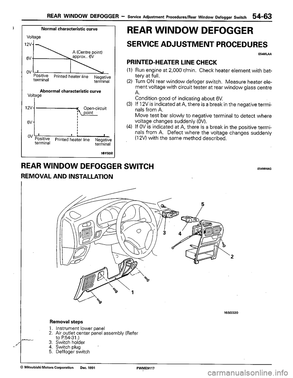 MITSUBISHI COLT 1992  Workshop Manual 