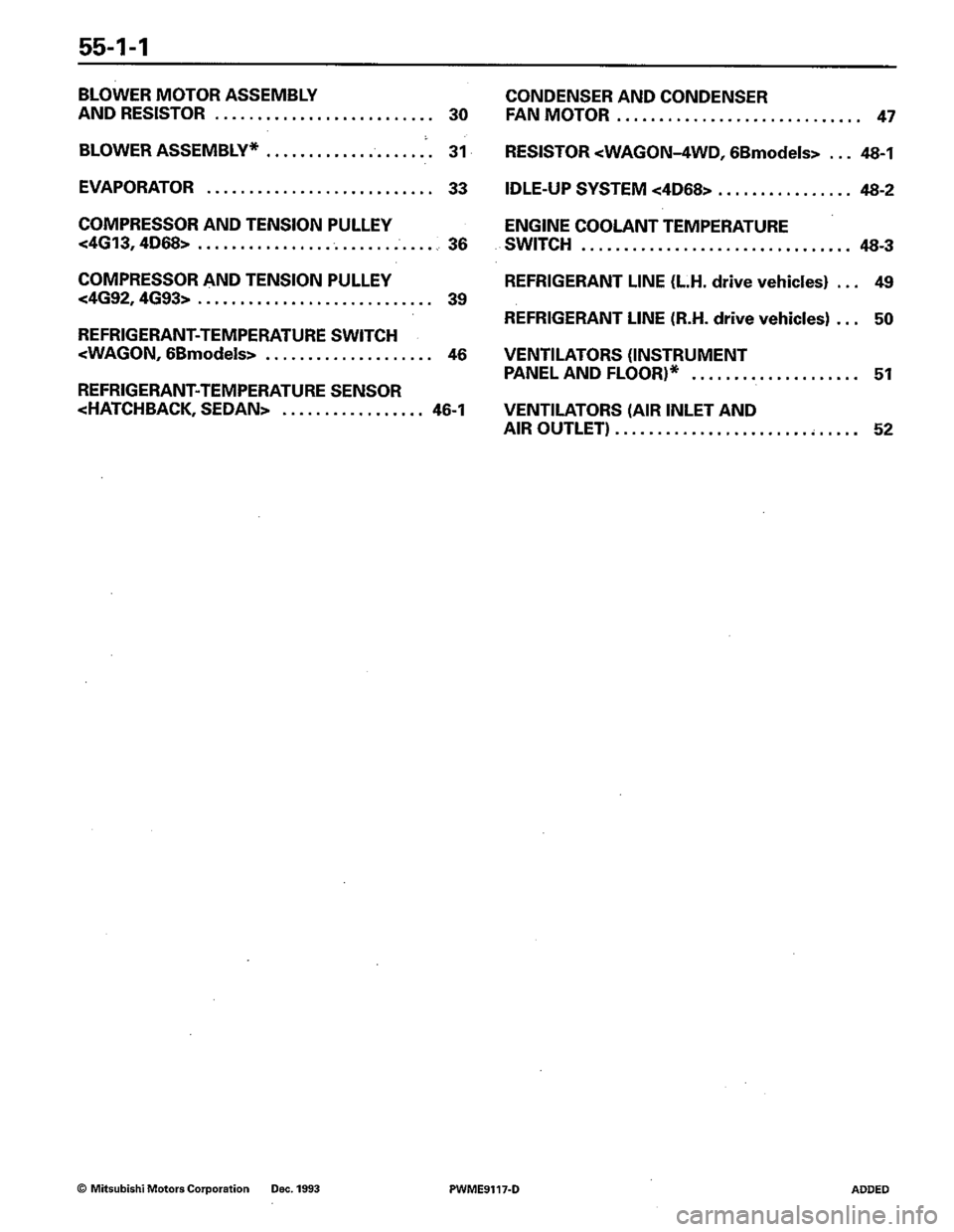 MITSUBISHI COLT 1992  Workshop Manual 