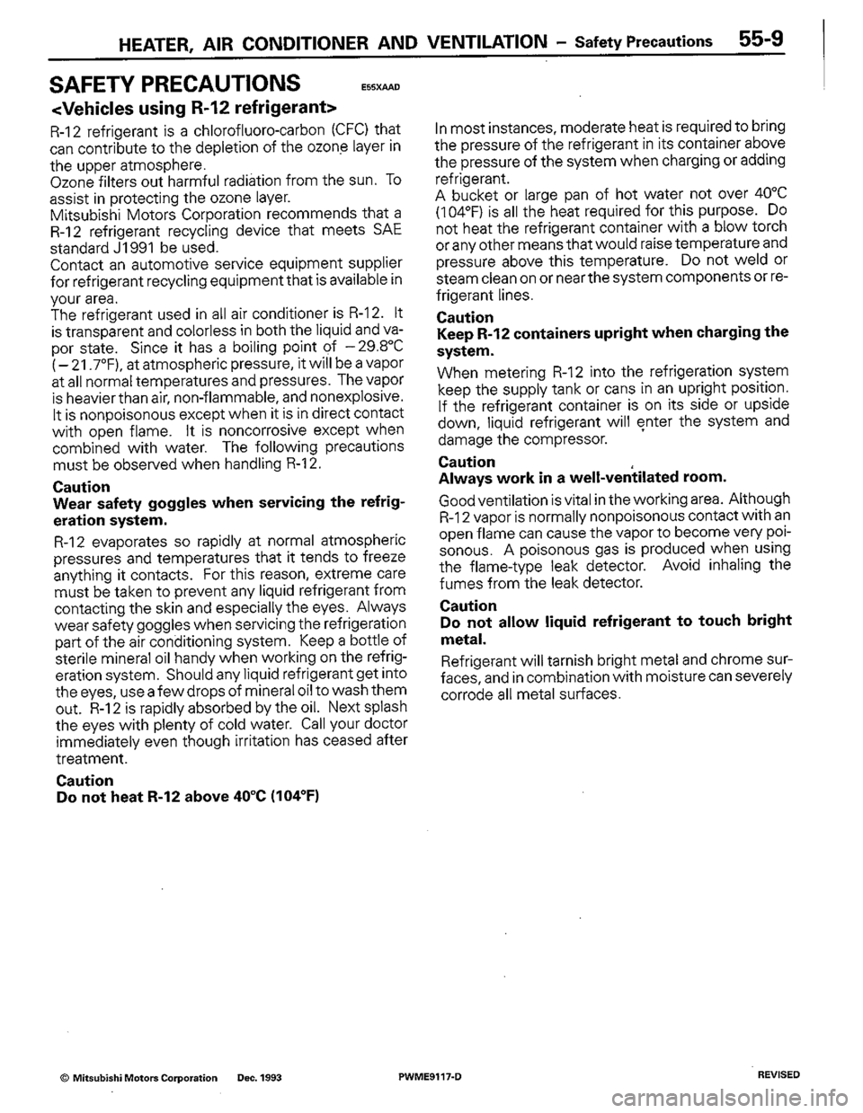 MITSUBISHI COLT 1992  Workshop Manual 