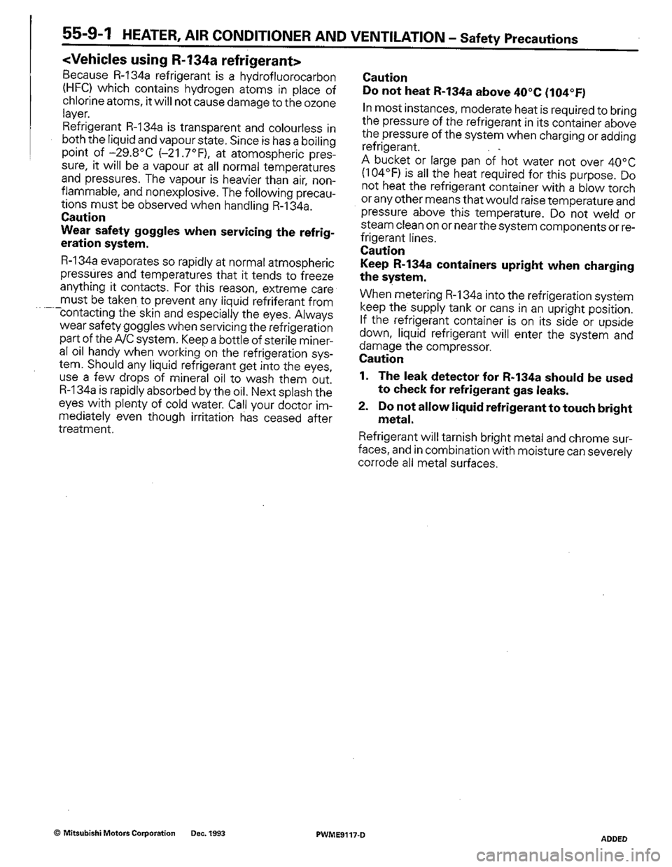MITSUBISHI COLT 1992  Workshop Manual 