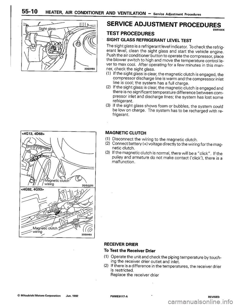 MITSUBISHI COLT 1992  Workshop Manual 
