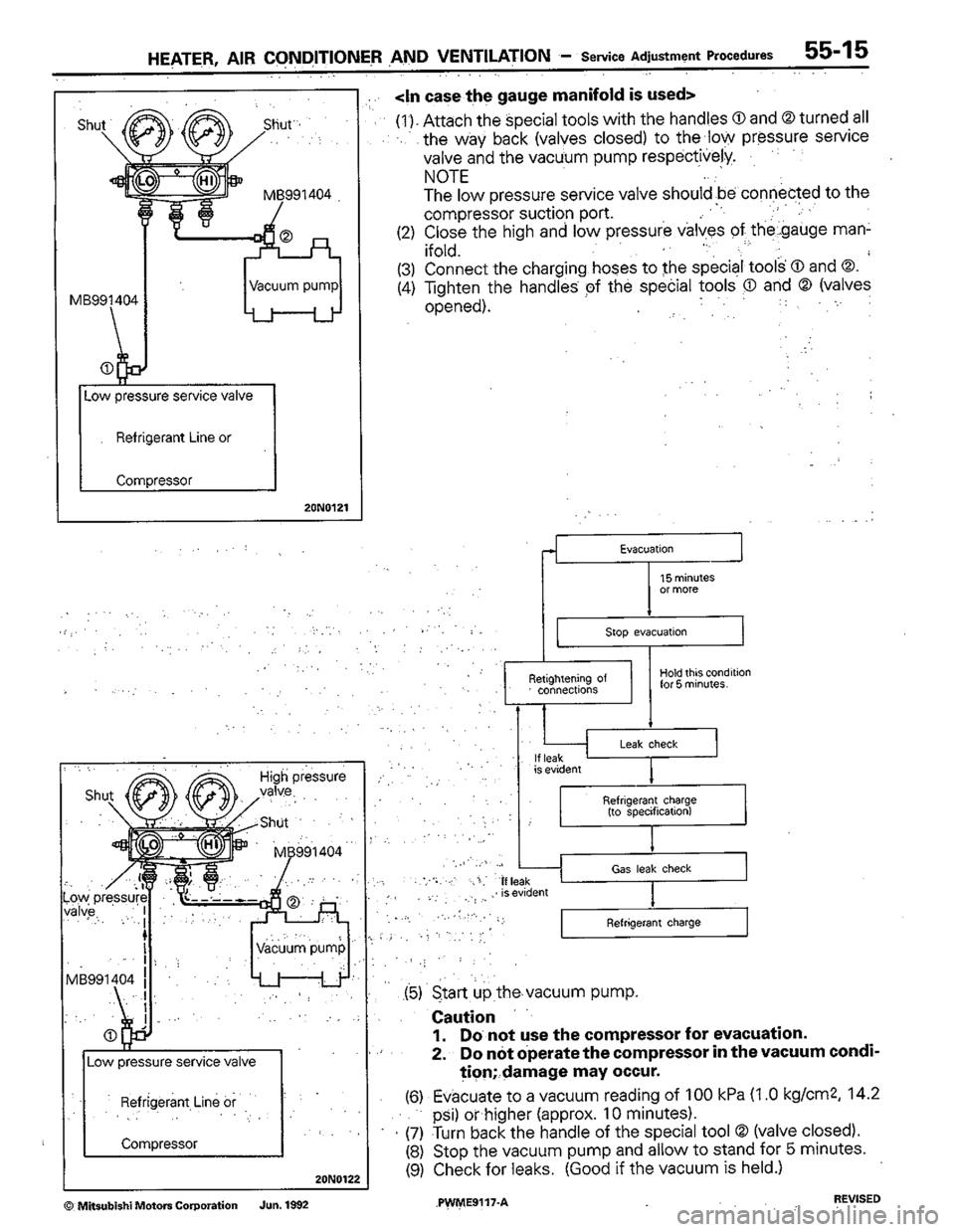 MITSUBISHI COLT 1992  Workshop Manual 