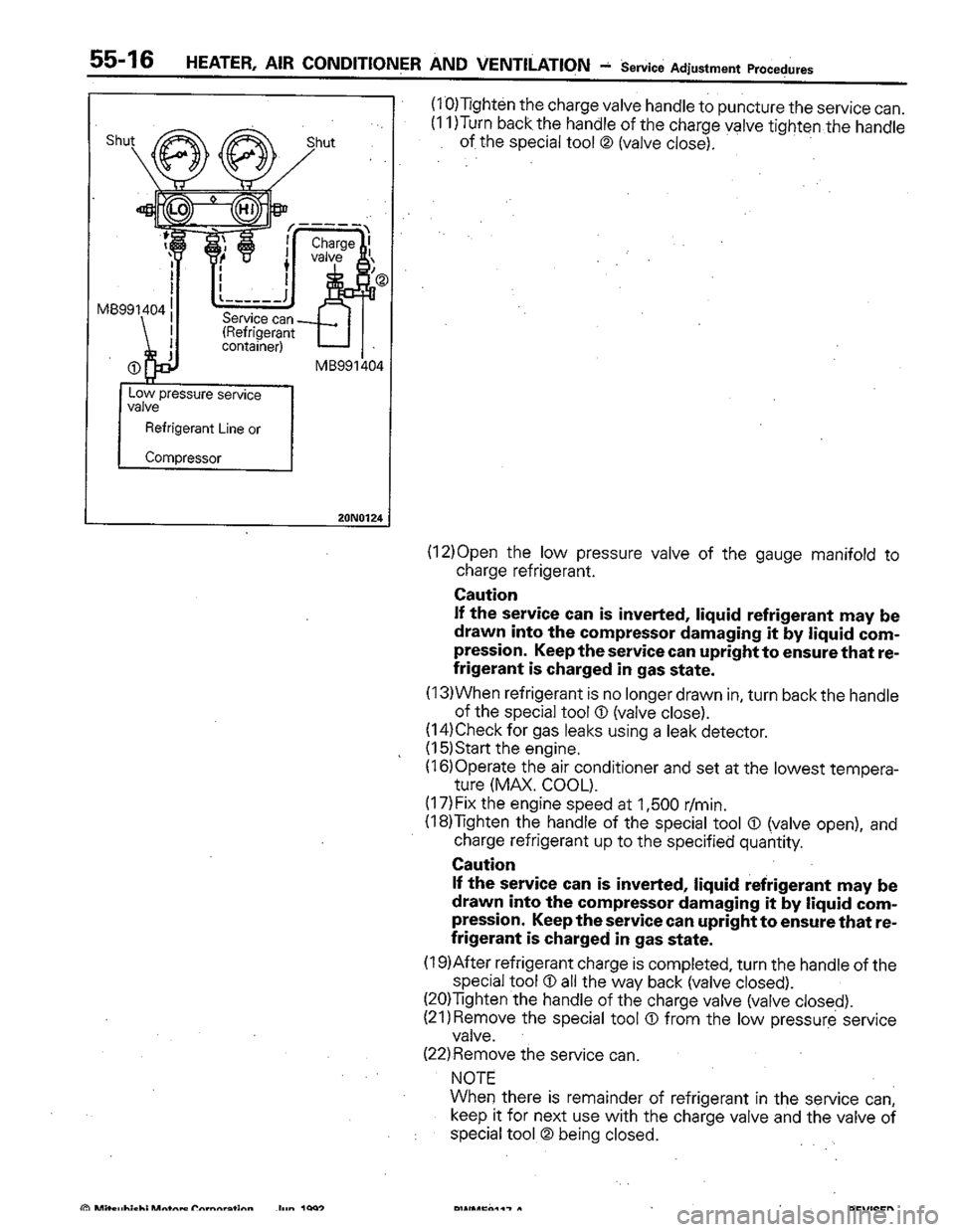 MITSUBISHI COLT 1992  Workshop Manual 
