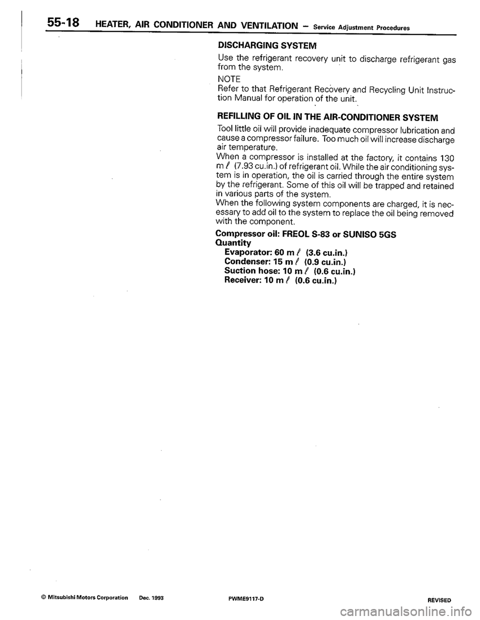 MITSUBISHI COLT 1992  Workshop Manual 