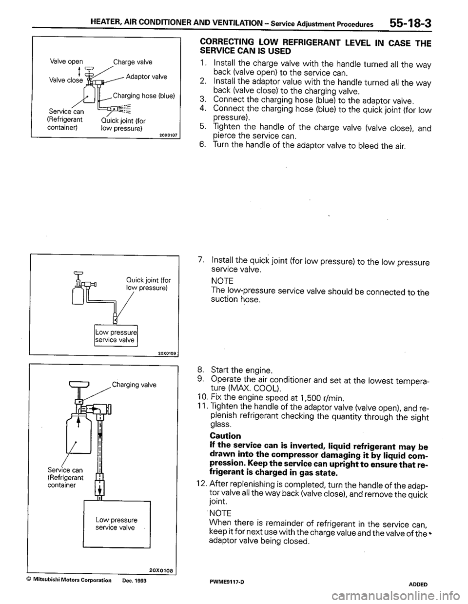 MITSUBISHI COLT 1992  Workshop Manual 