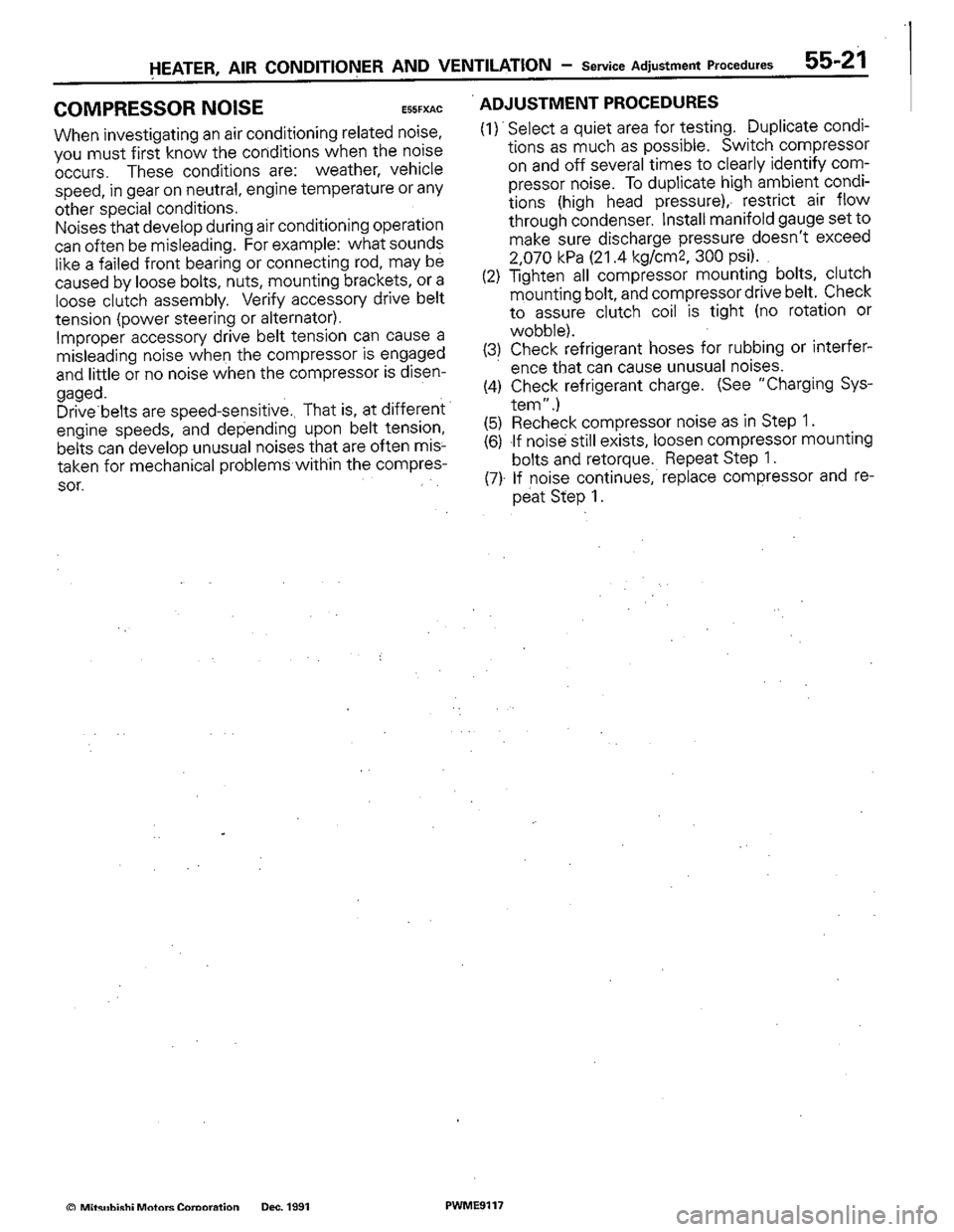 MITSUBISHI COLT 1992  Workshop Manual 
