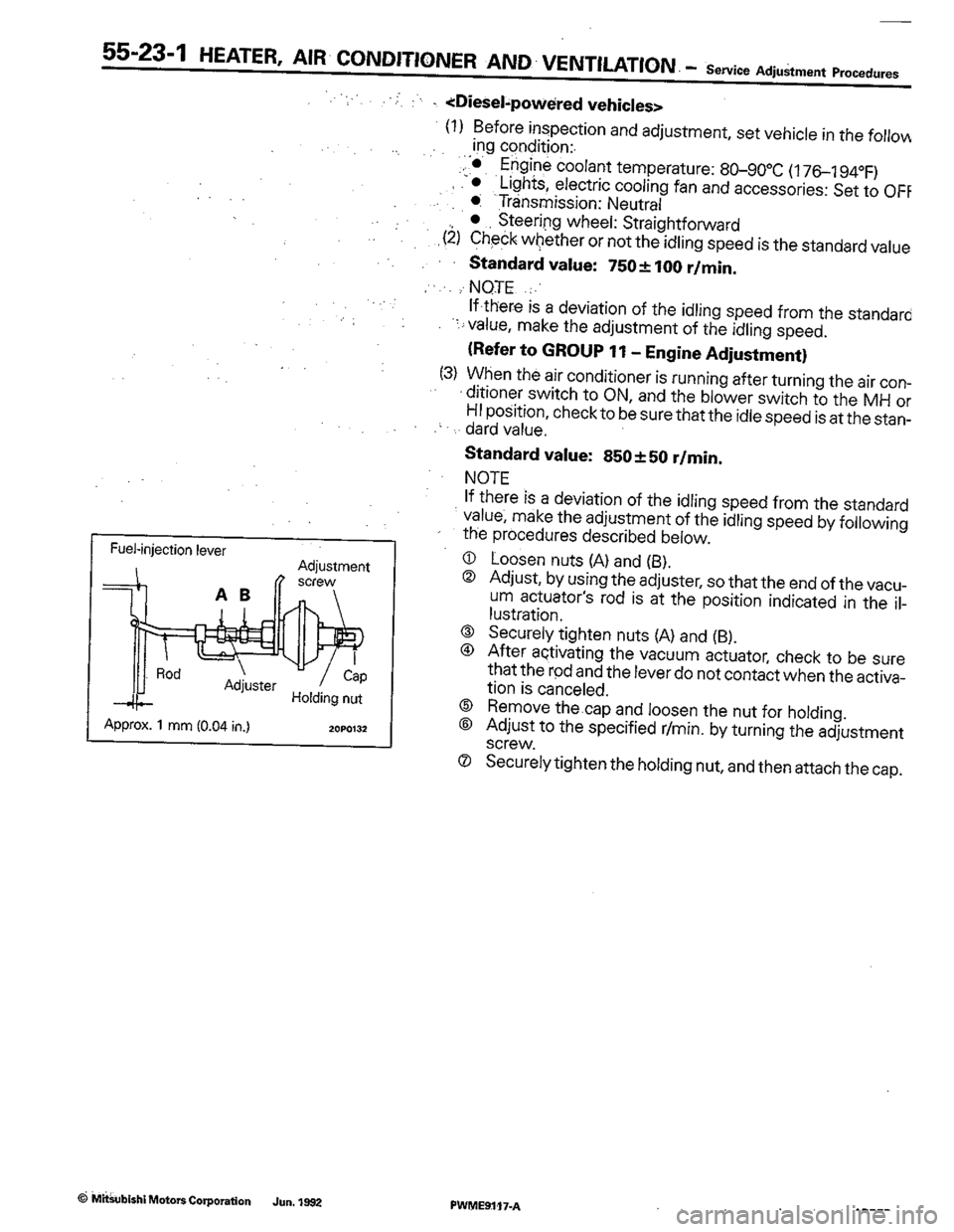 MITSUBISHI COLT 1992  Workshop Manual 