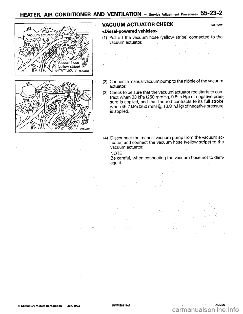 MITSUBISHI COLT 1992  Workshop Manual 