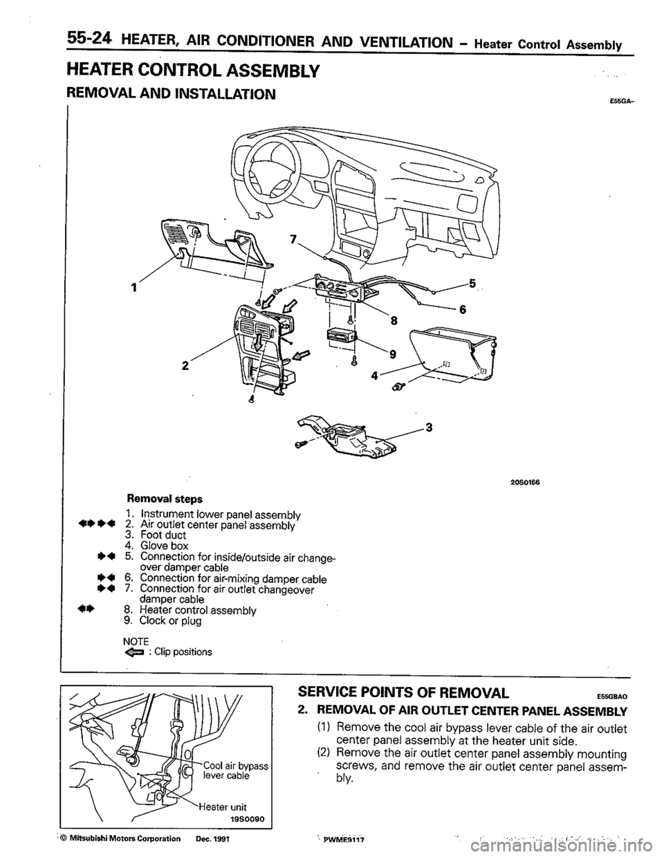 MITSUBISHI COLT 1992  Workshop Manual 