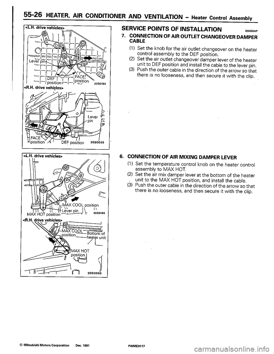 MITSUBISHI COLT 1992  Workshop Manual 