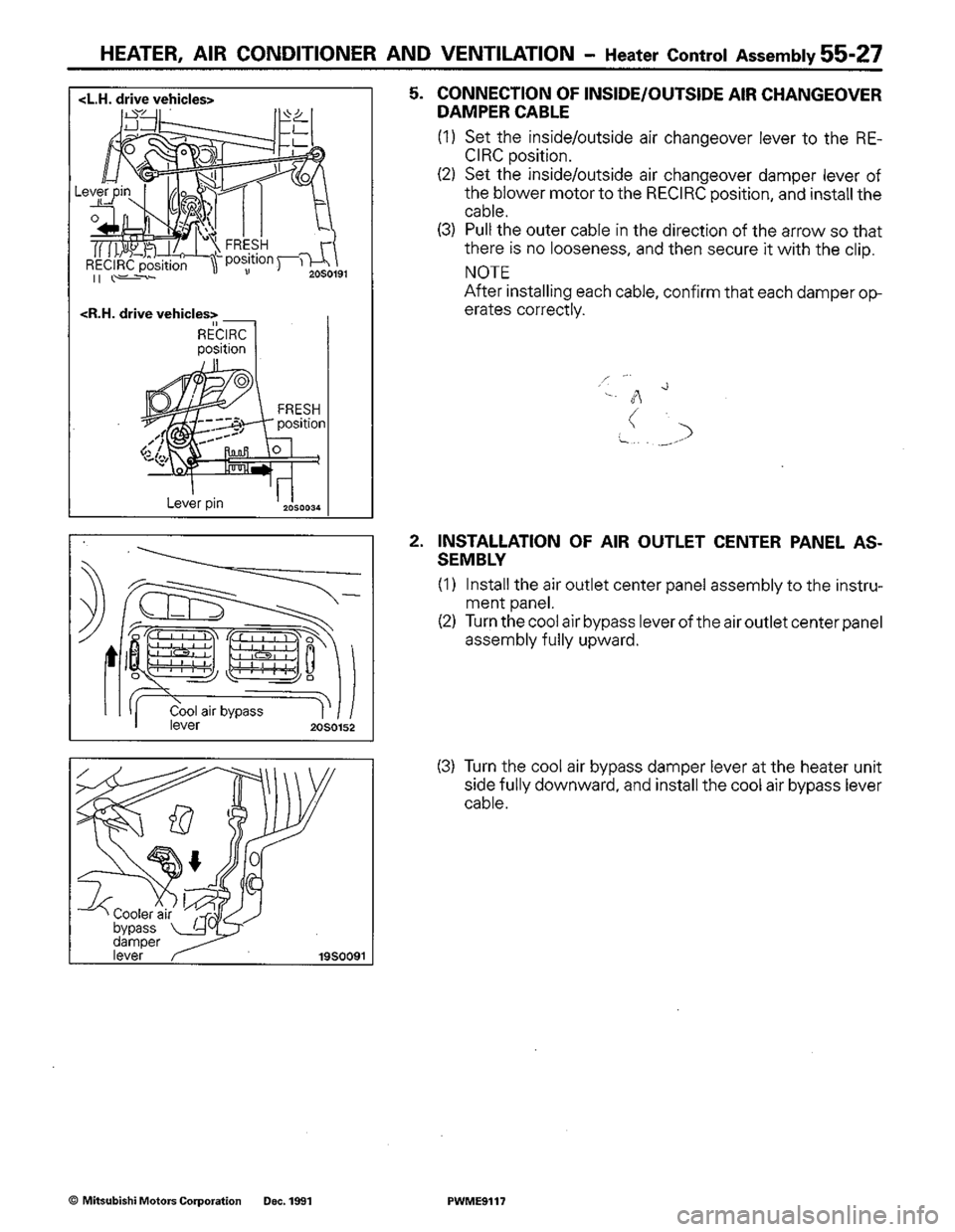 MITSUBISHI COLT 1992  Workshop Manual 