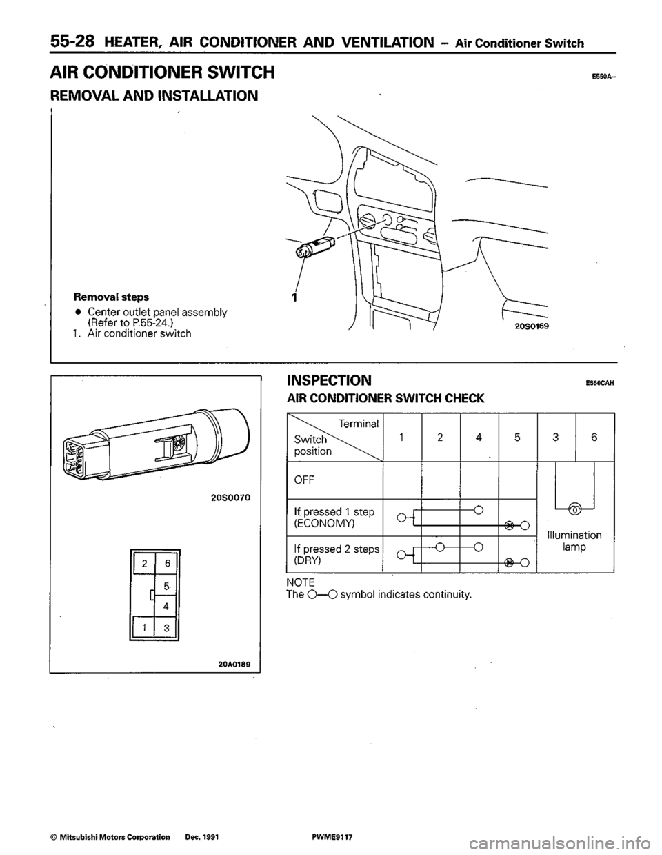 MITSUBISHI COLT 1992  Workshop Manual 