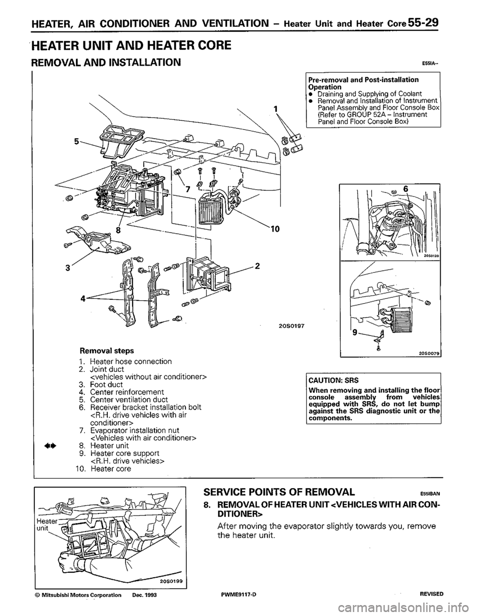 MITSUBISHI COLT 1992  Workshop Manual 