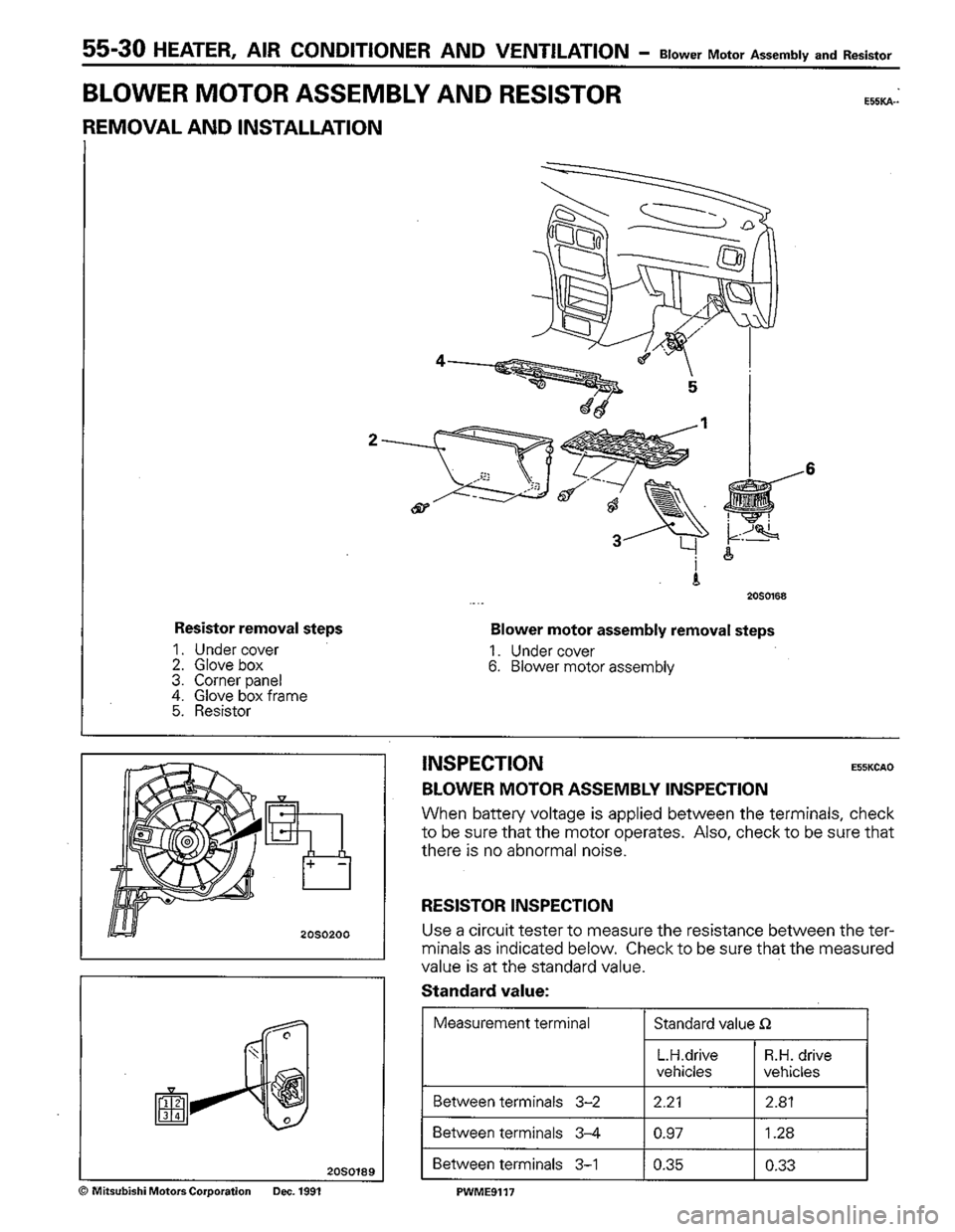 MITSUBISHI COLT 1992  Workshop Manual 