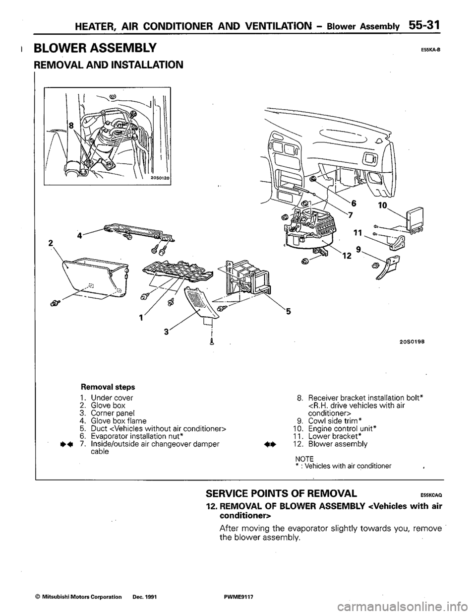 MITSUBISHI COLT 1992  Workshop Manual 