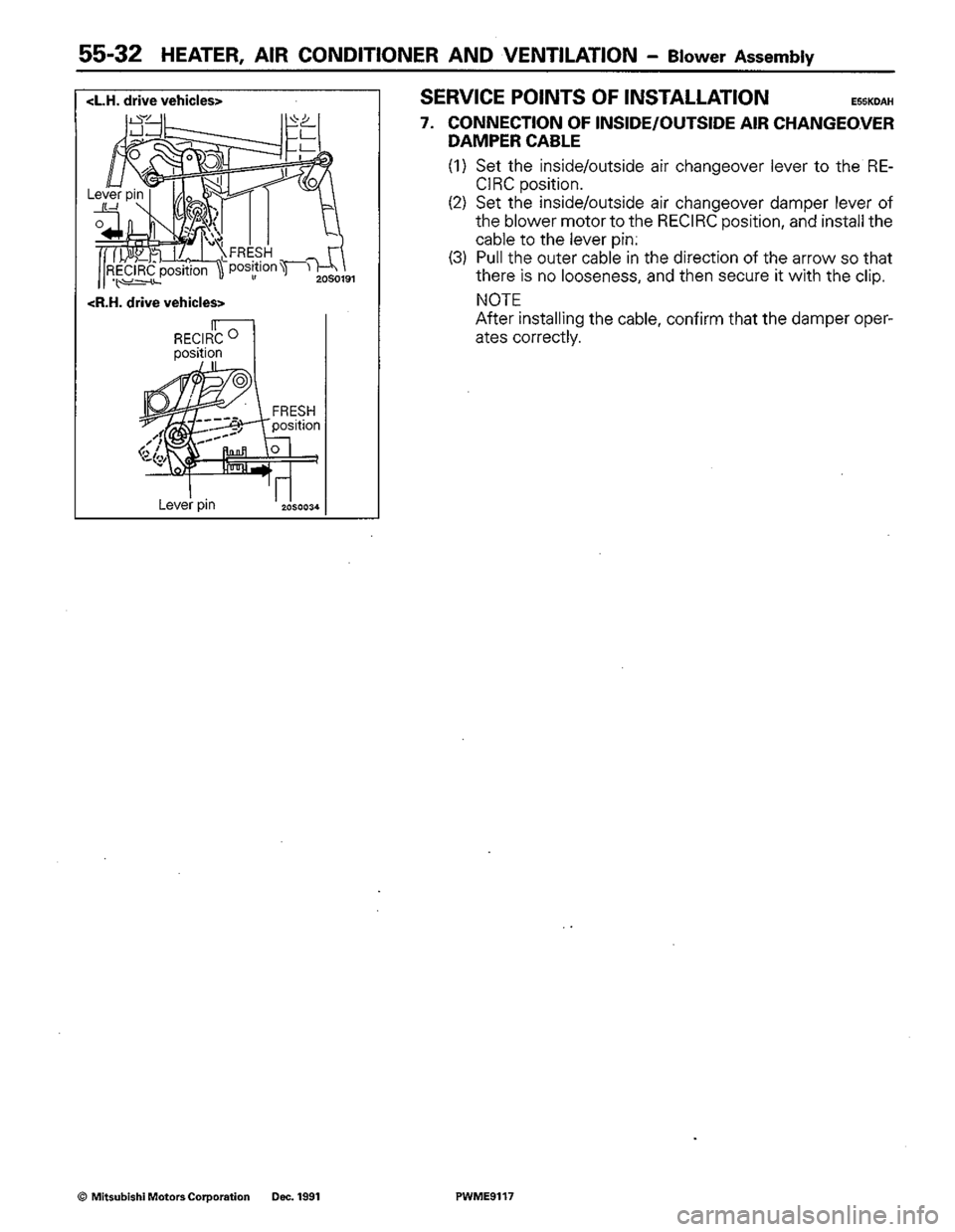 MITSUBISHI COLT 1992  Workshop Manual 