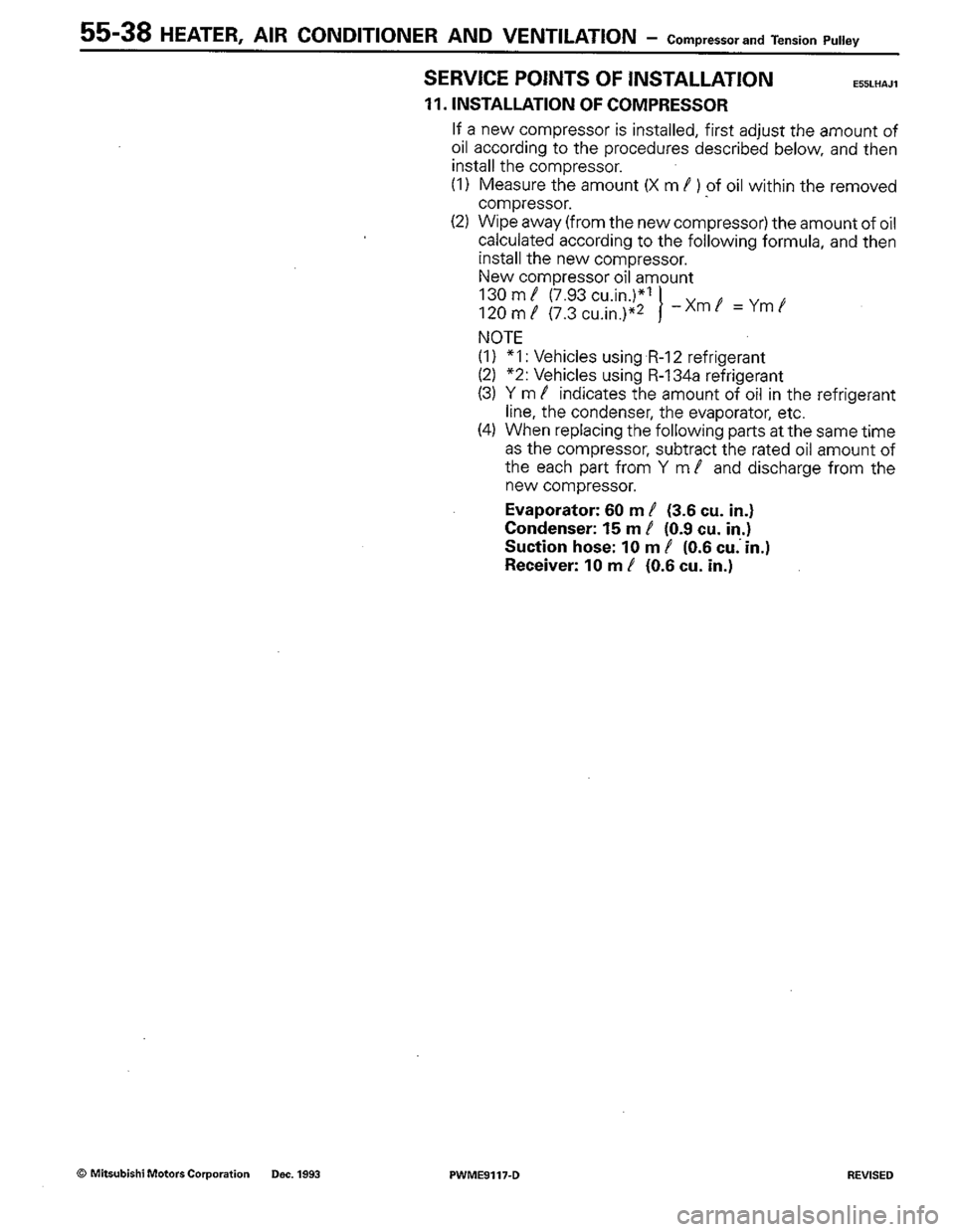 MITSUBISHI COLT 1992  Workshop Manual 