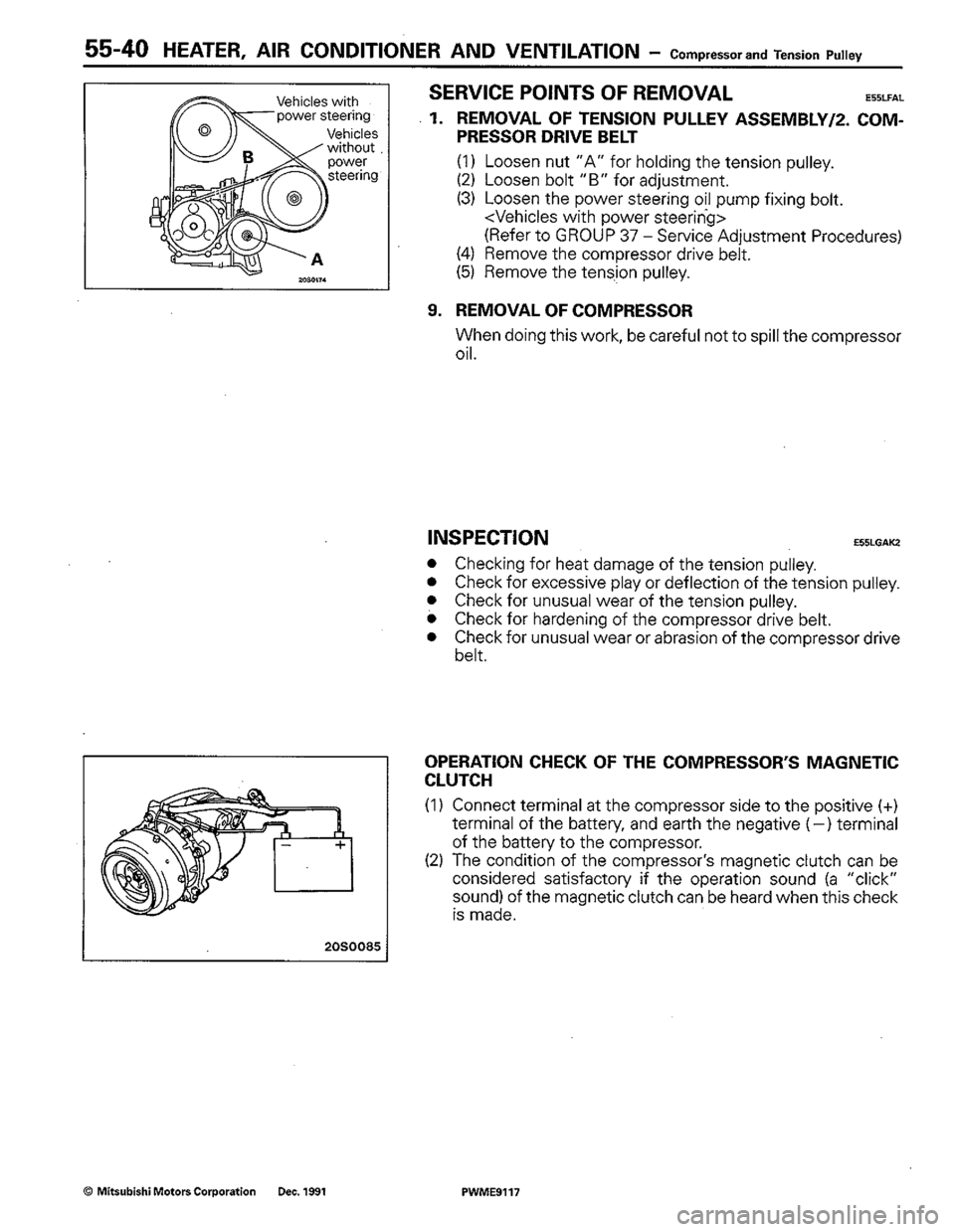 MITSUBISHI COLT 1992  Workshop Manual 