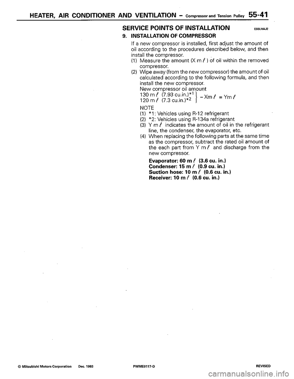 MITSUBISHI COLT 1992  Workshop Manual 