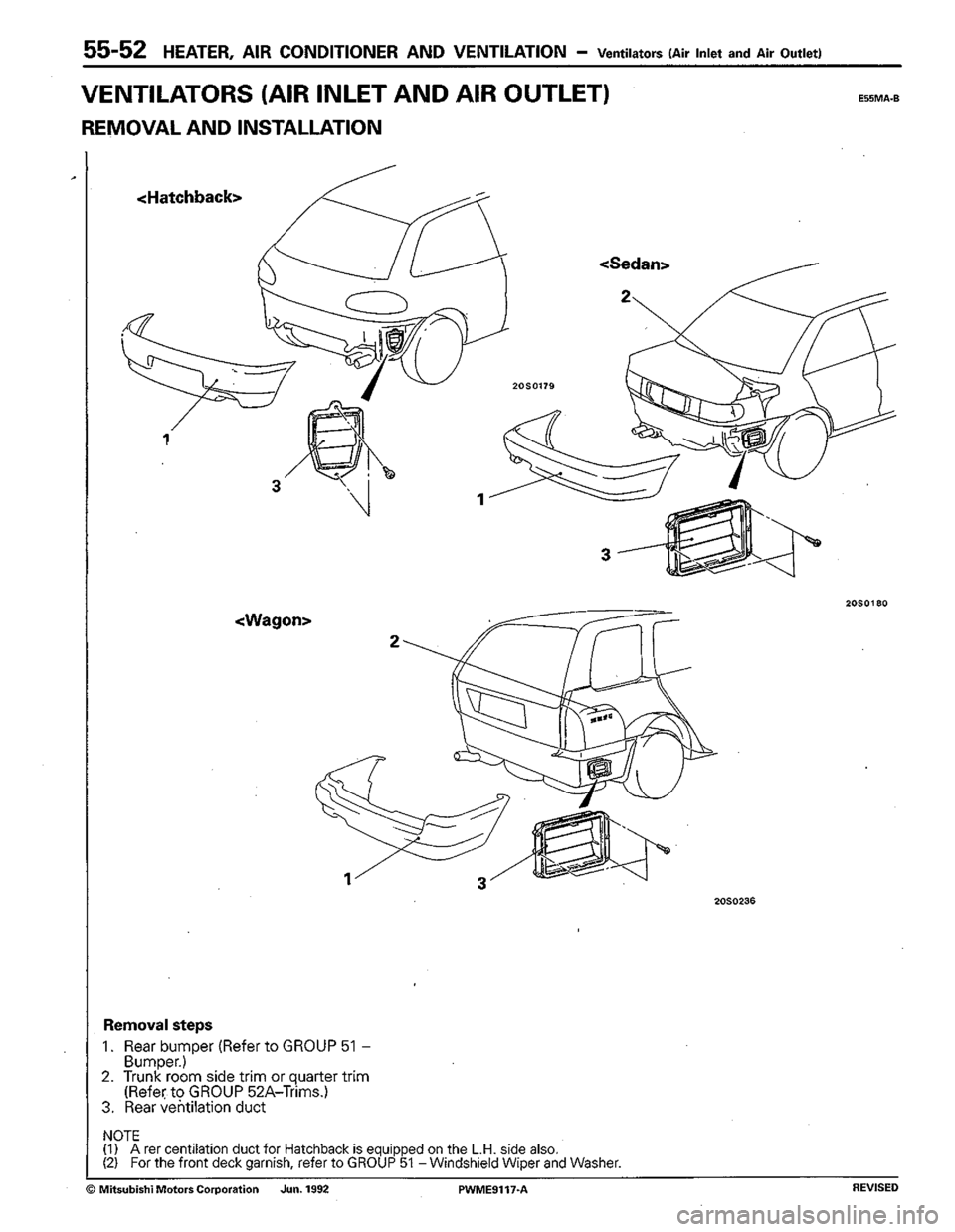 MITSUBISHI COLT 1992  Workshop Manual 