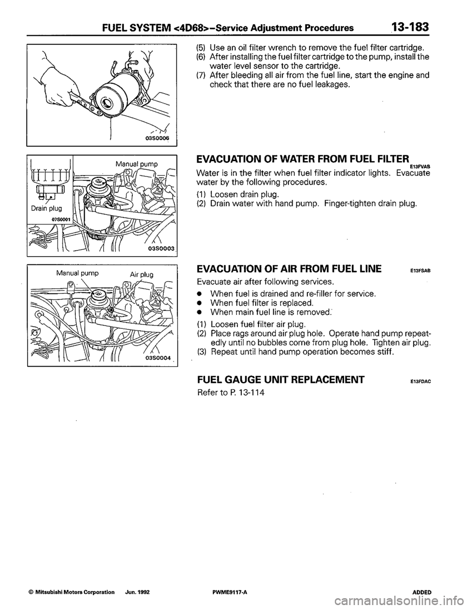 MITSUBISHI COLT 1992  Workshop Manual 