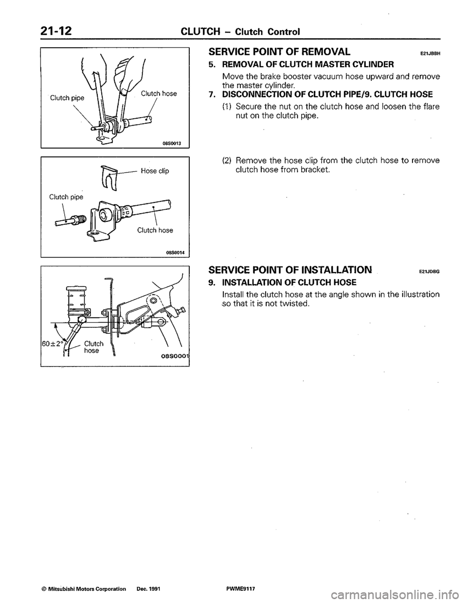 MITSUBISHI COLT 1992  Workshop Manual 