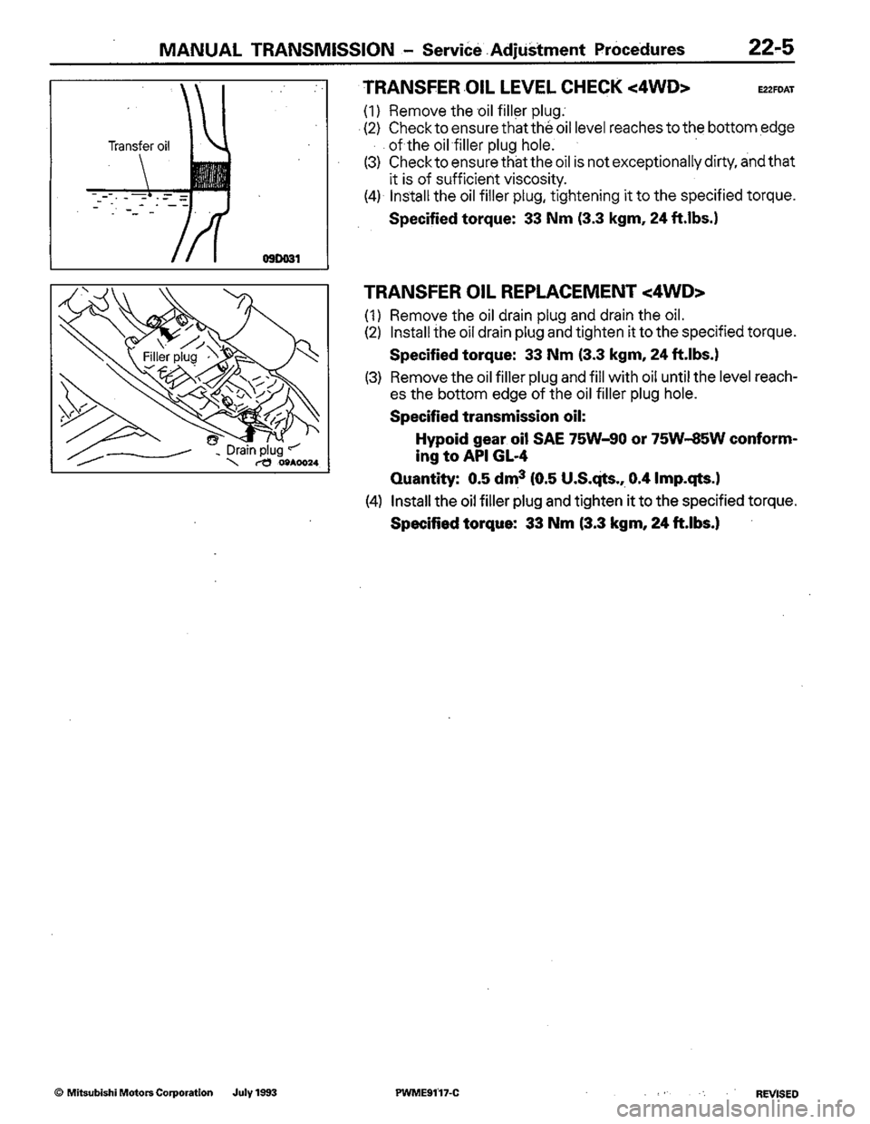 MITSUBISHI COLT 1992  Workshop Manual 