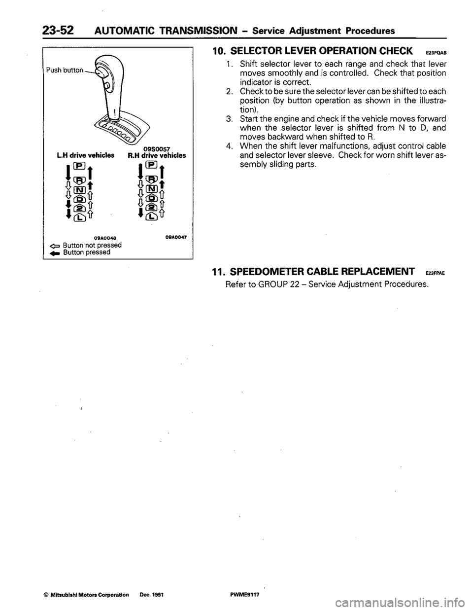 MITSUBISHI COLT 1992  Workshop Manual 