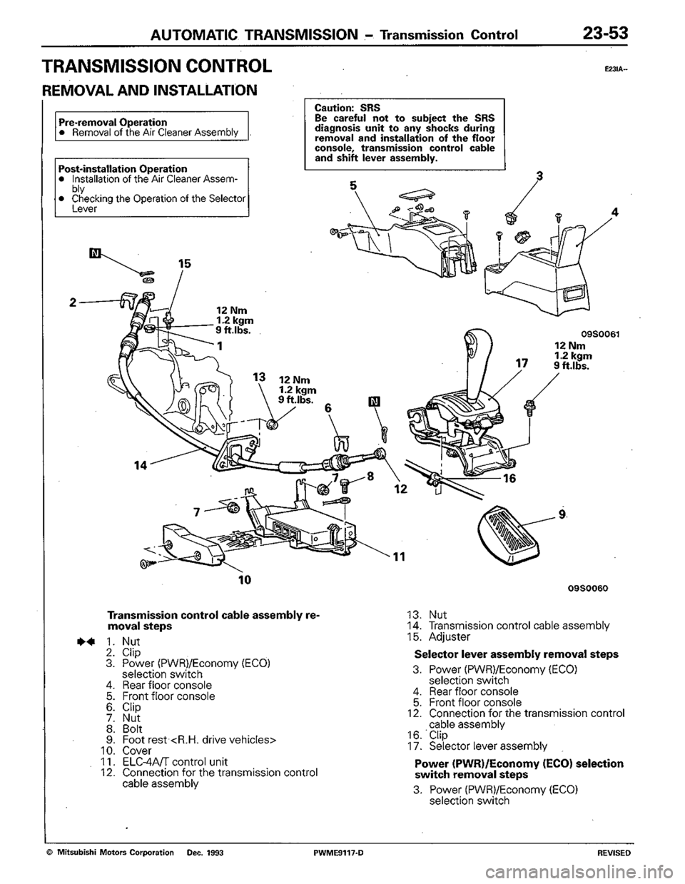 MITSUBISHI COLT 1992  Workshop Manual 