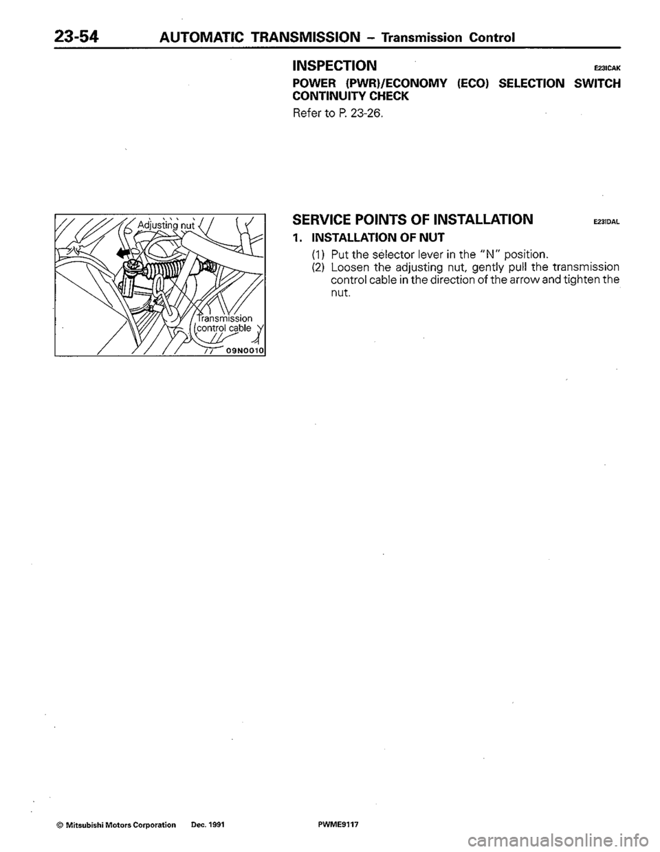 MITSUBISHI COLT 1992  Workshop Manual 