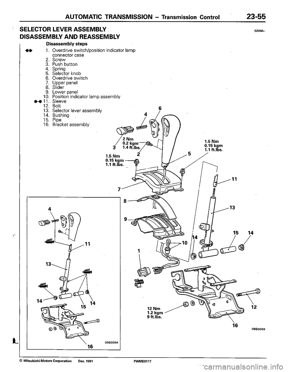 MITSUBISHI COLT 1992  Workshop Manual 