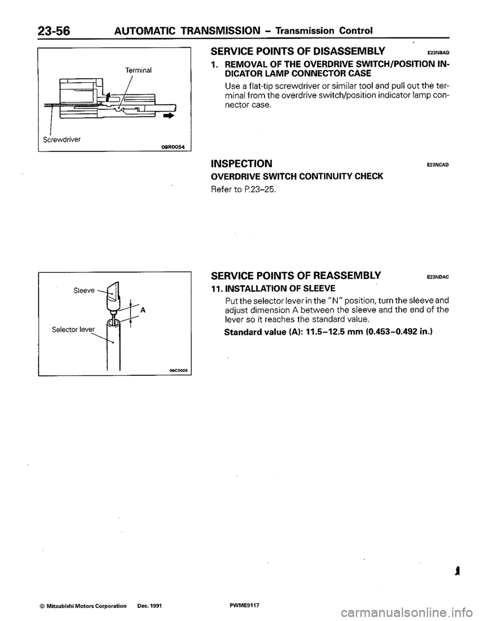 MITSUBISHI COLT 1992  Workshop Manual 