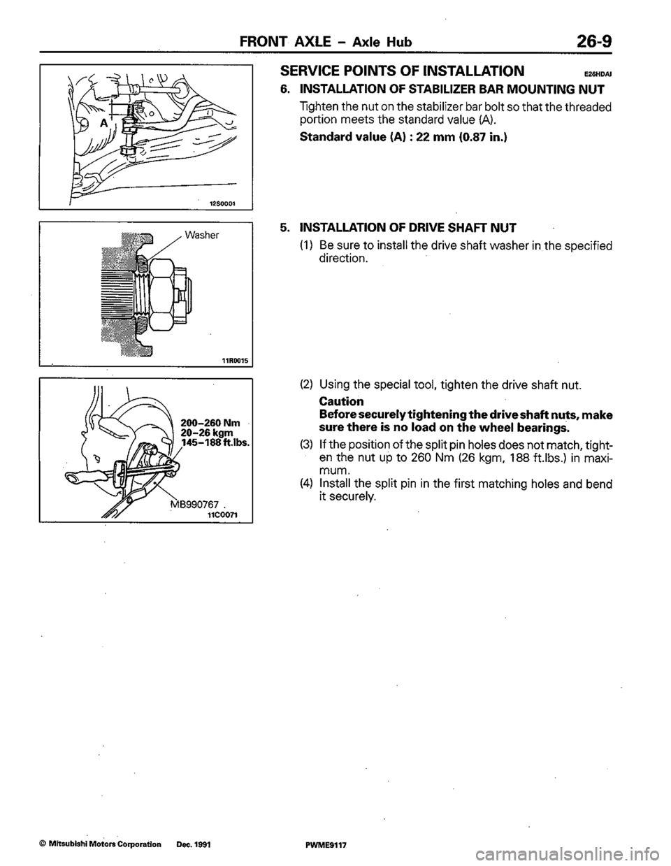 MITSUBISHI COLT 1992  Workshop Manual 