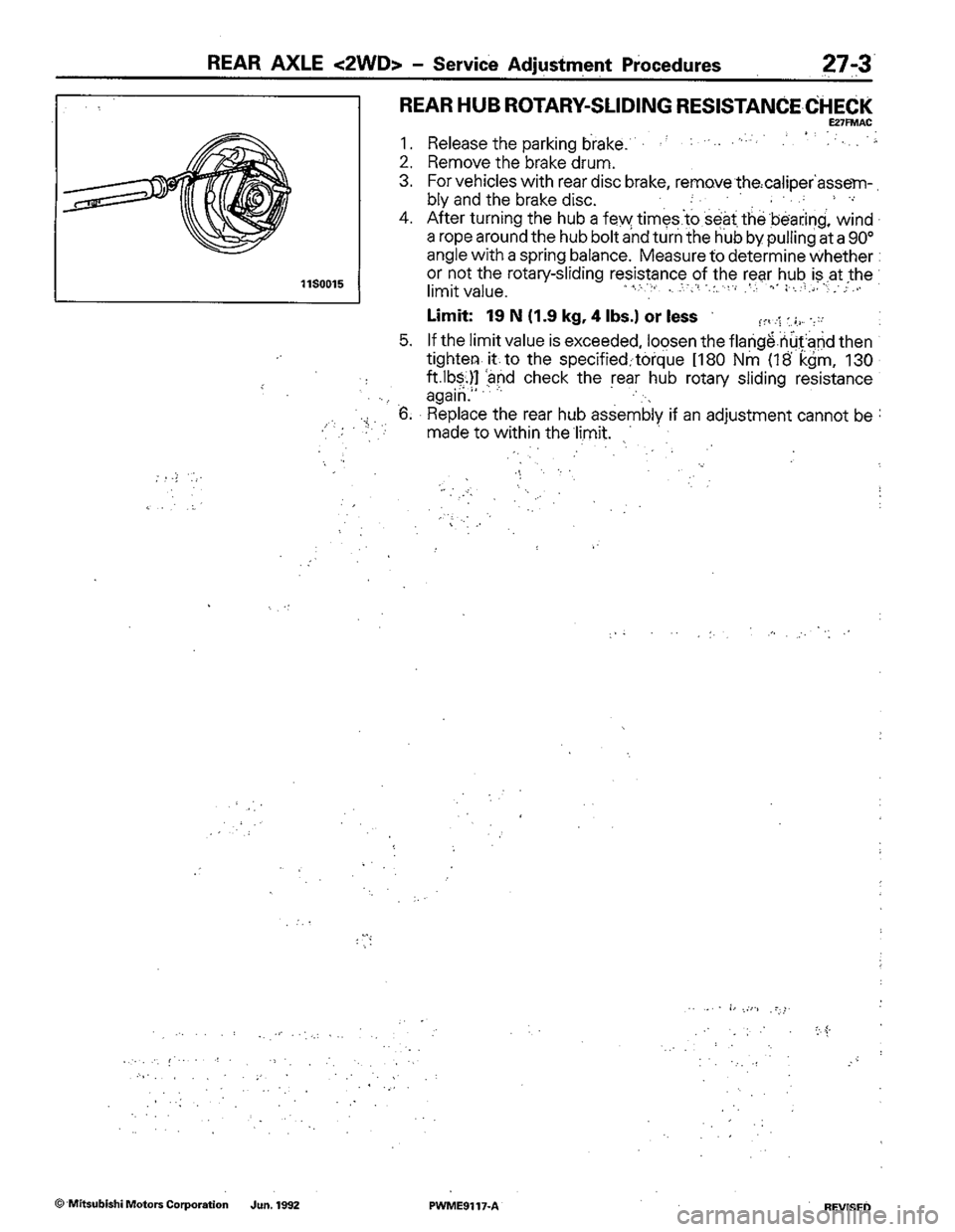 MITSUBISHI COLT 1992  Workshop Manual 