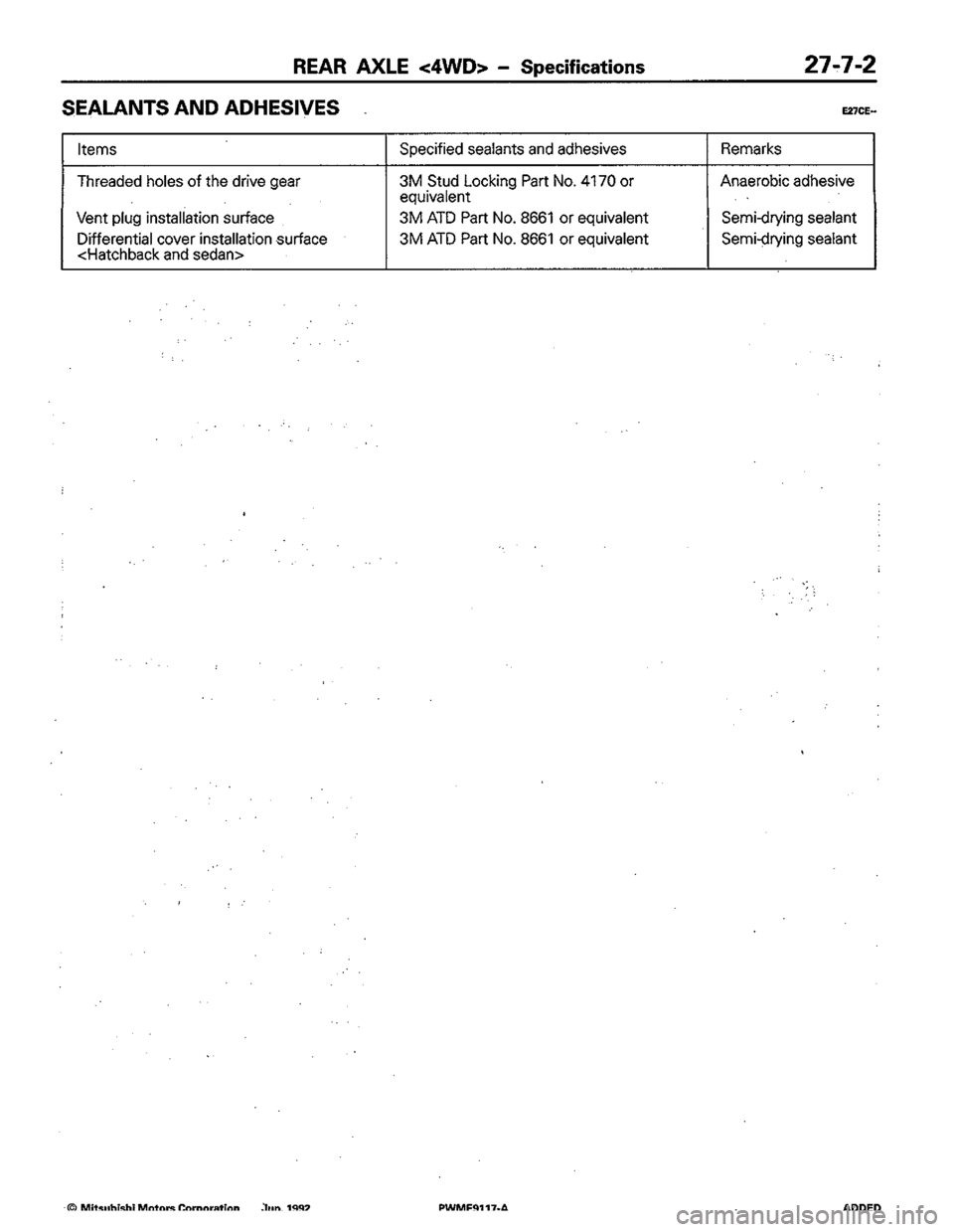 MITSUBISHI COLT 1992  Workshop Manual 