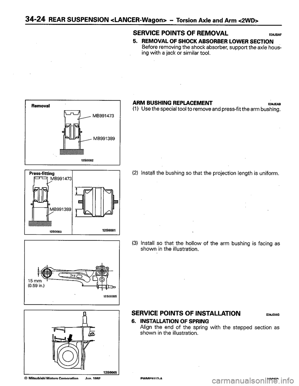 MITSUBISHI COLT 1992  Workshop Manual 