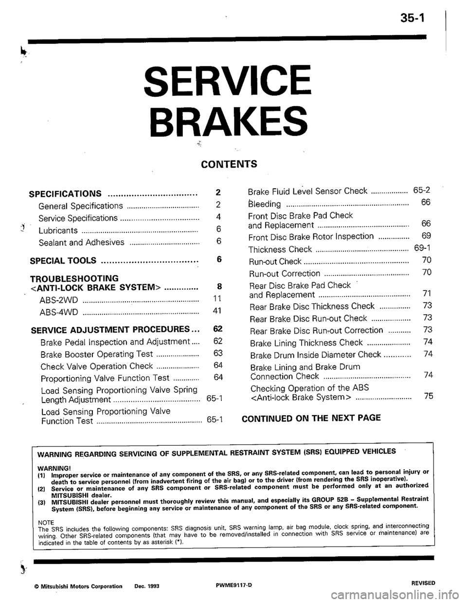 MITSUBISHI COLT 1992  Workshop Manual 