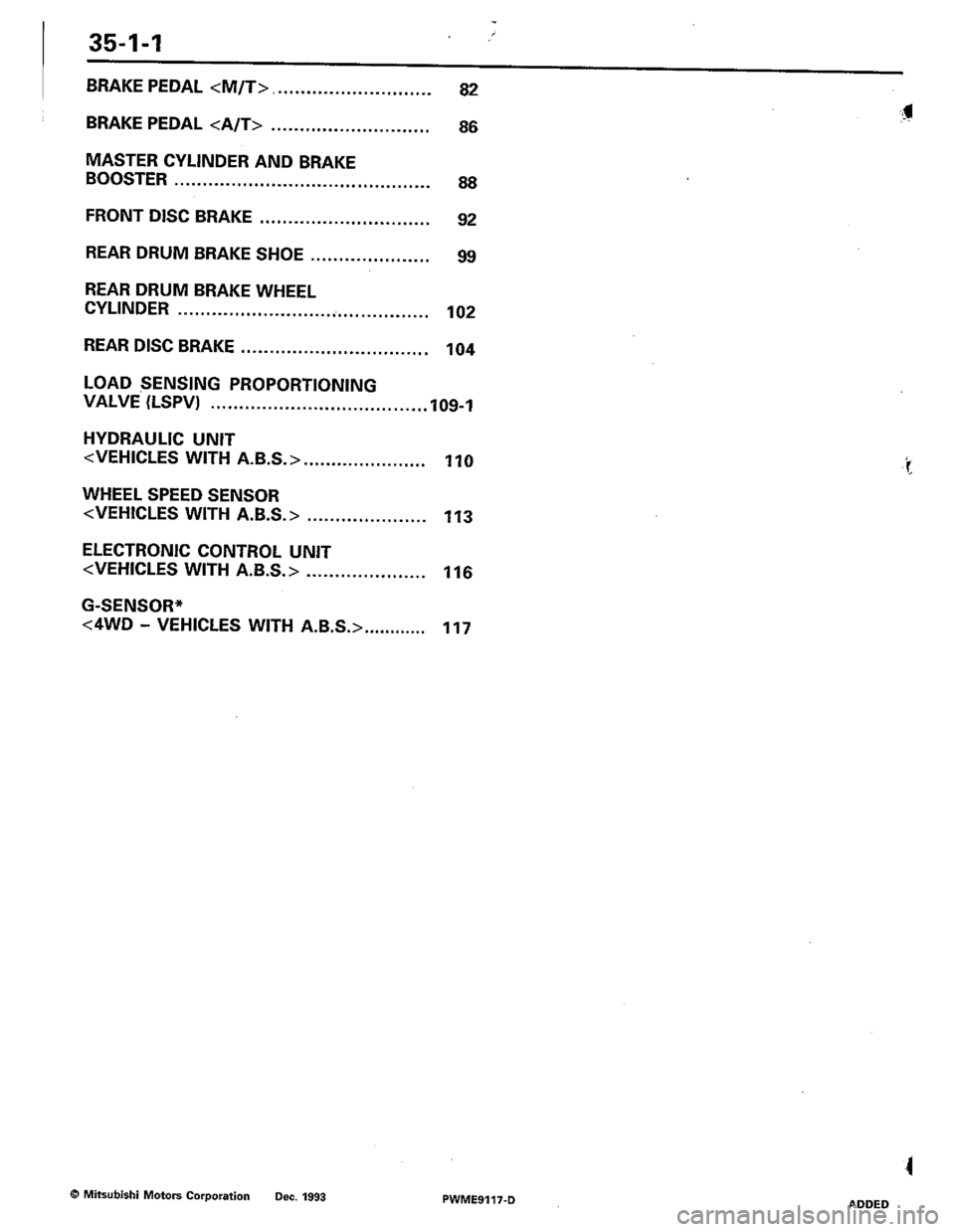 MITSUBISHI COLT 1992  Workshop Manual 