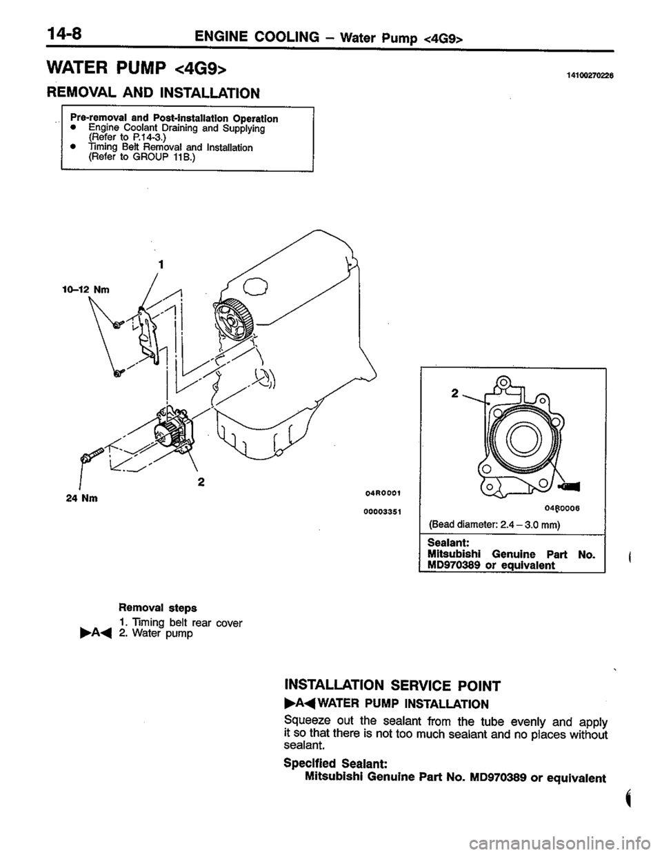 MITSUBISHI COLT 1996  Workshop Manual 