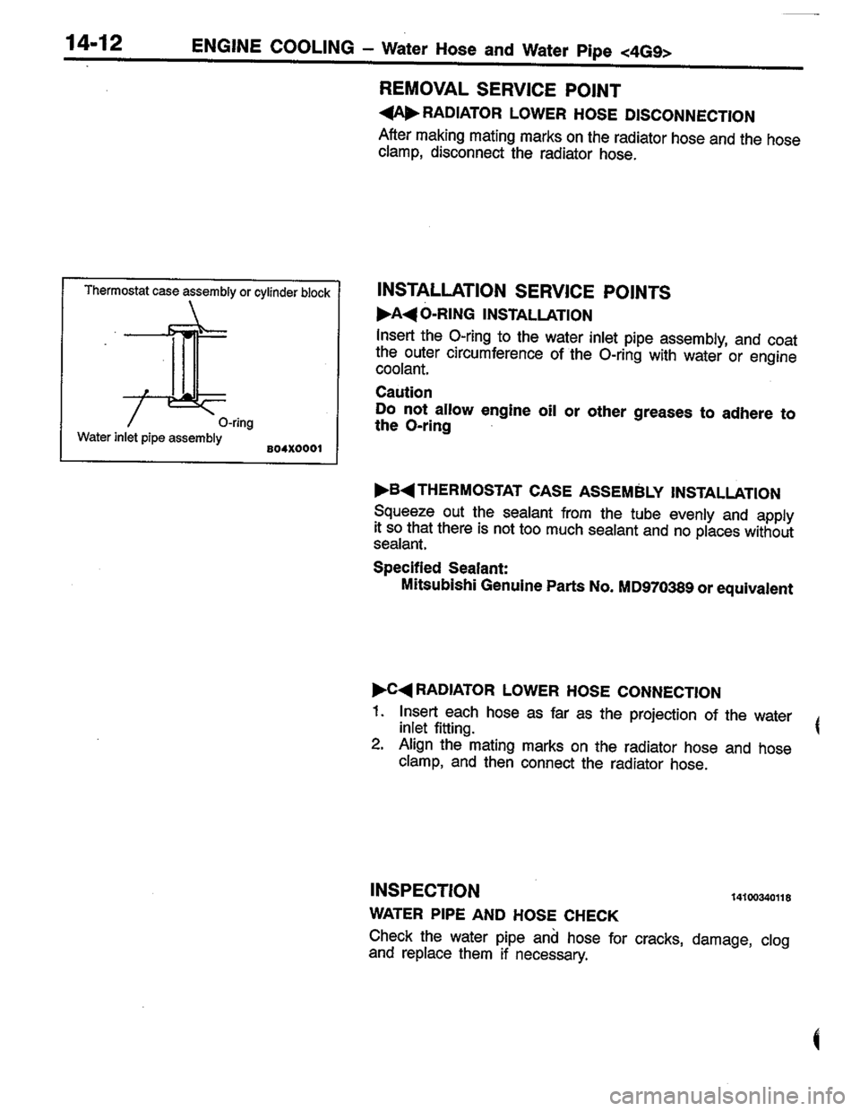 MITSUBISHI COLT 1996  Workshop Manual 