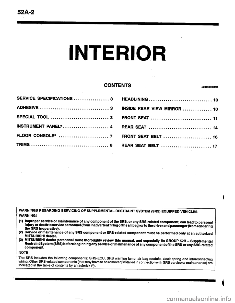 MITSUBISHI COLT 1996  Workshop Manual 